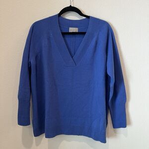 Pure Collection Cashmere Sweater Women’s Size US 12 V Neck Blue
